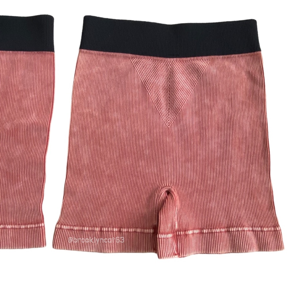 Zenana Seamless Shorts Ribbed Stretch Rust L - Picture 4 of 11